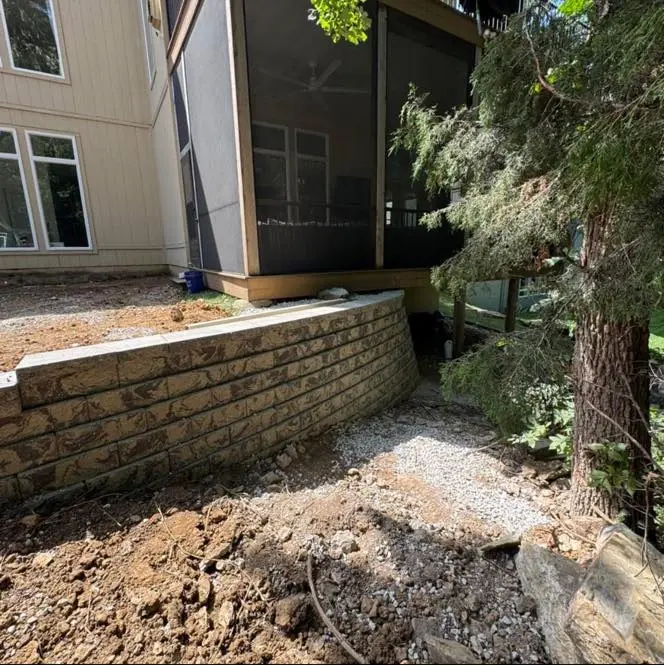 Retaining wall and grading project in Lafayette County by Simpson Excavation